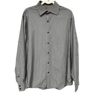 Michael Michael Kors Black and White Men's Long Sleeve Striped Button Up sz L